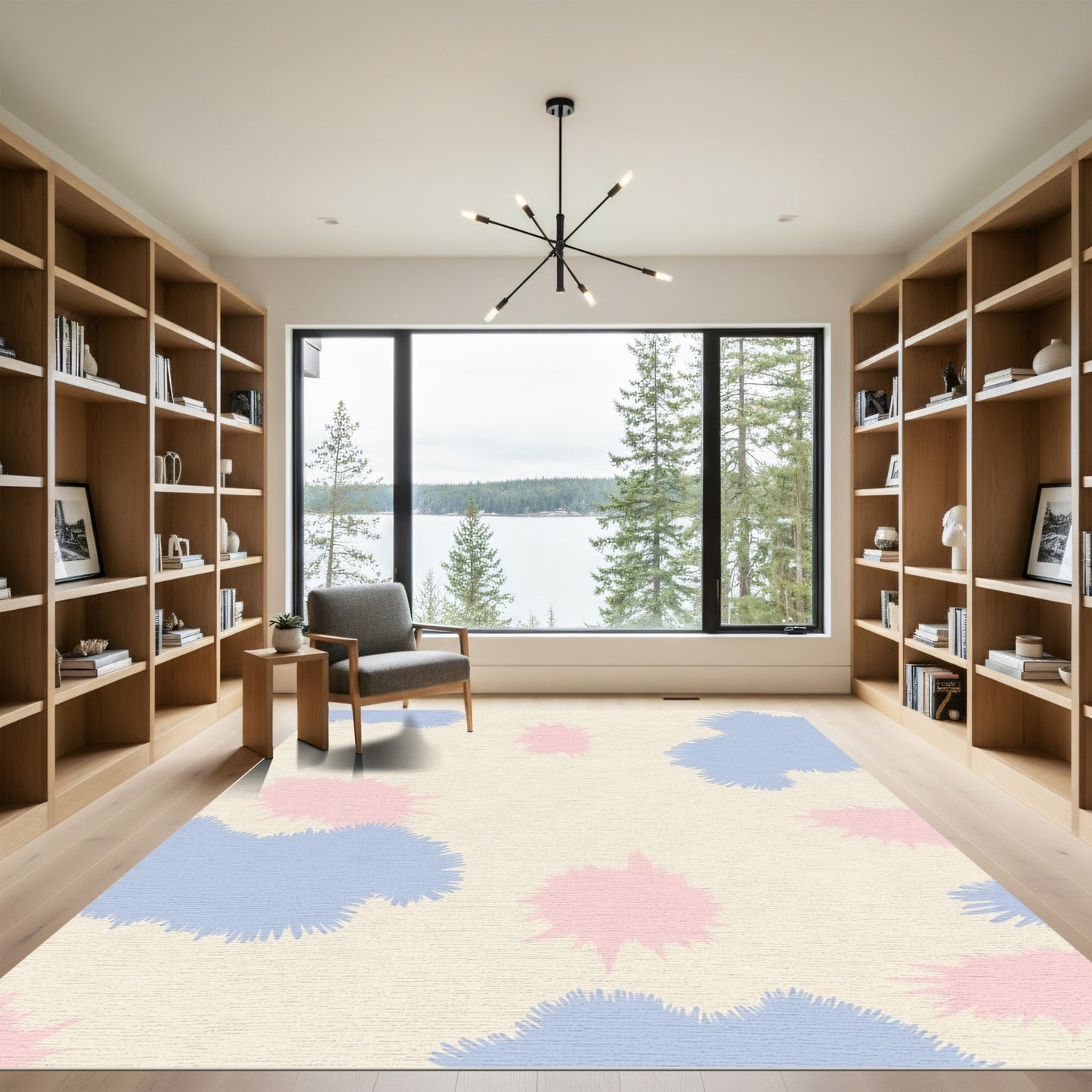 Pale Yellow Scattered Splatter Shapes Rug
