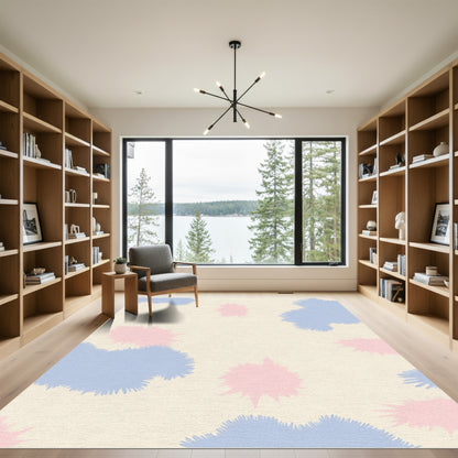 Pale Yellow Scattered Splatter Shapes Rug