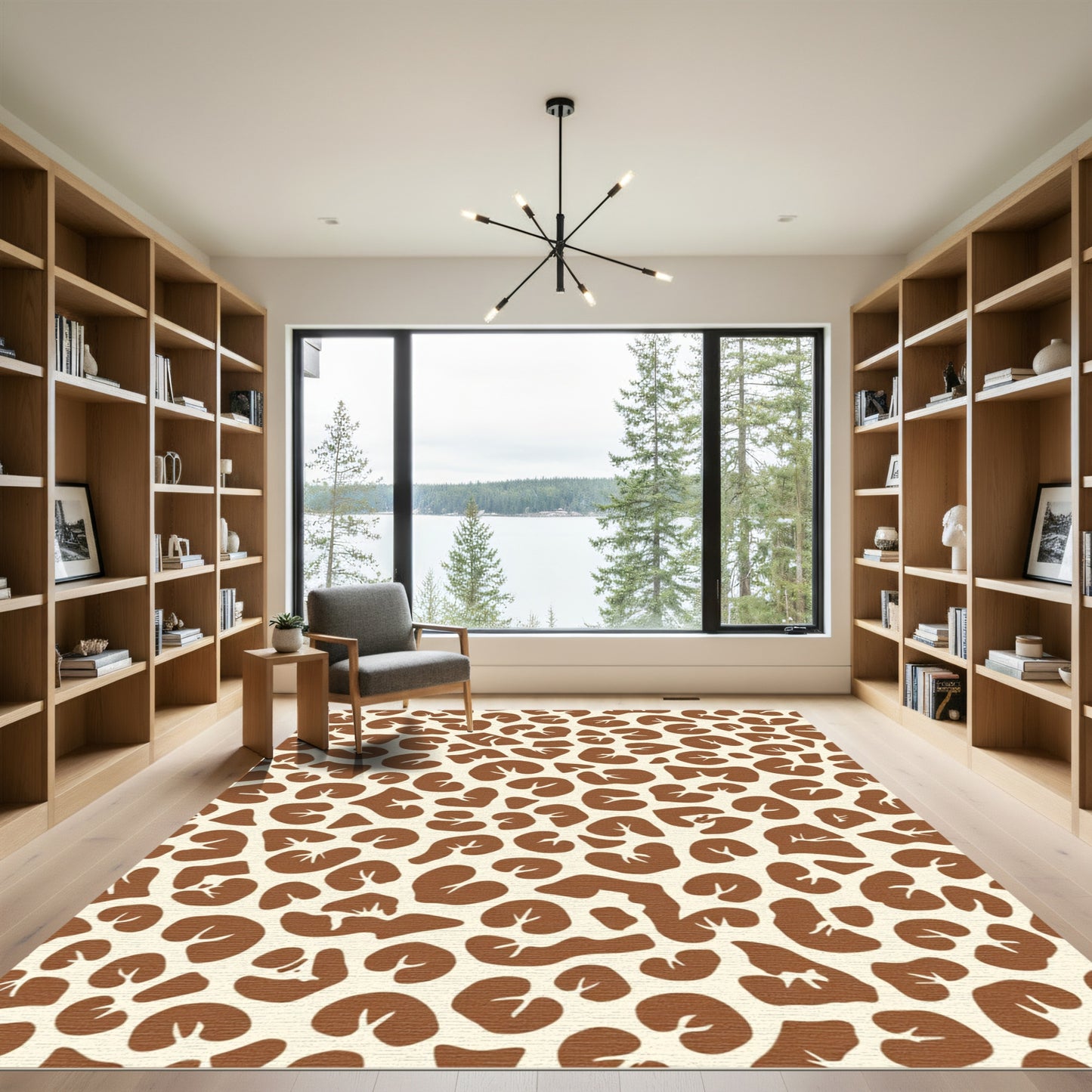 Brown Ivory Abstract Spots Rug