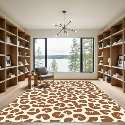 Brown Ivory Abstract Spots Rug