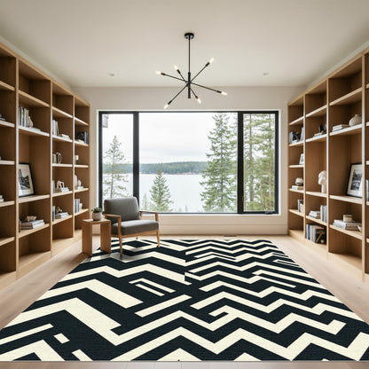 Monochromatic Geometric Zigzag Abstract Rug