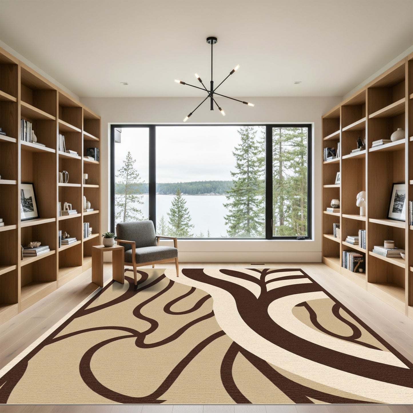 Brown Cream Organic Flow Rug