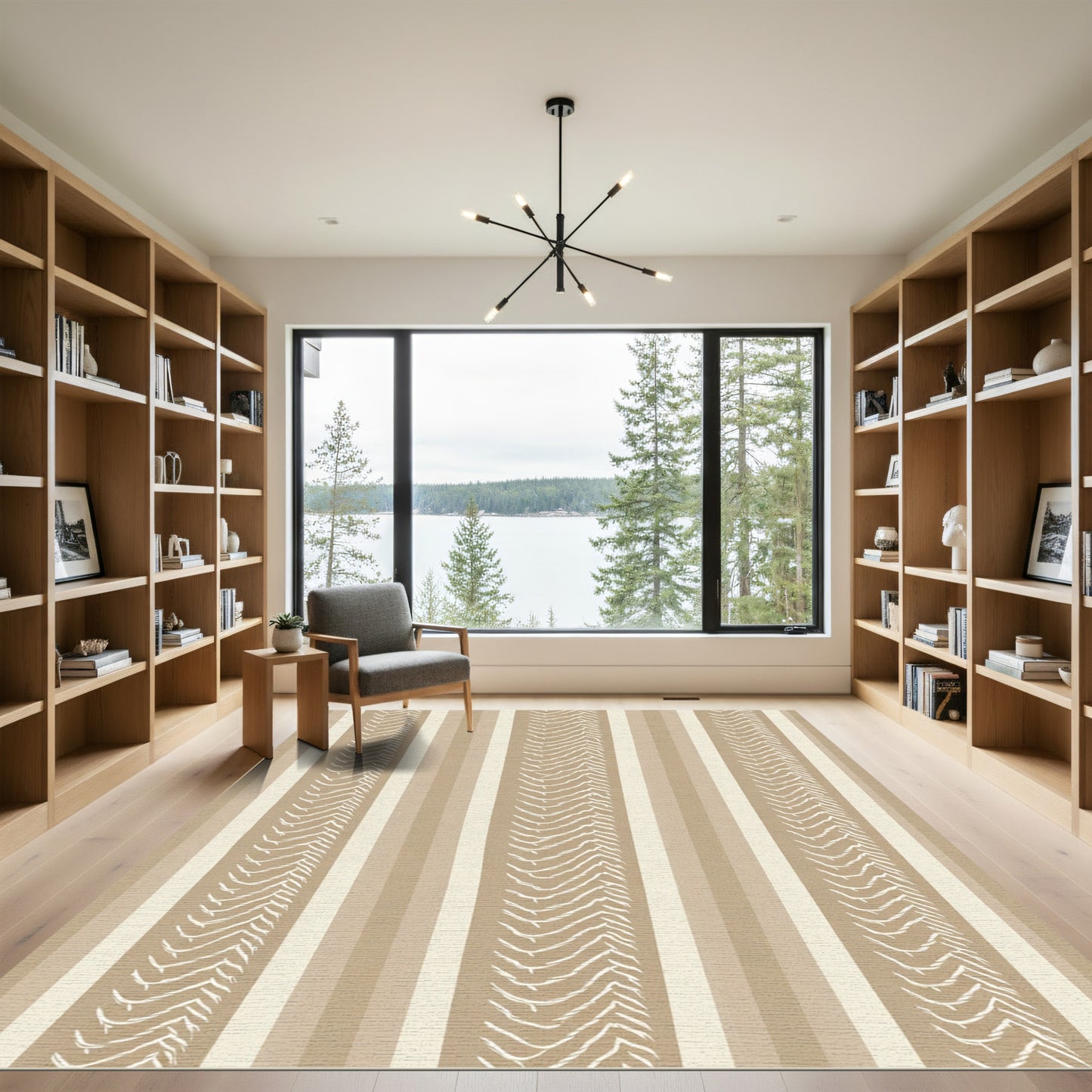 Earthy Tone Striped Feather Rug