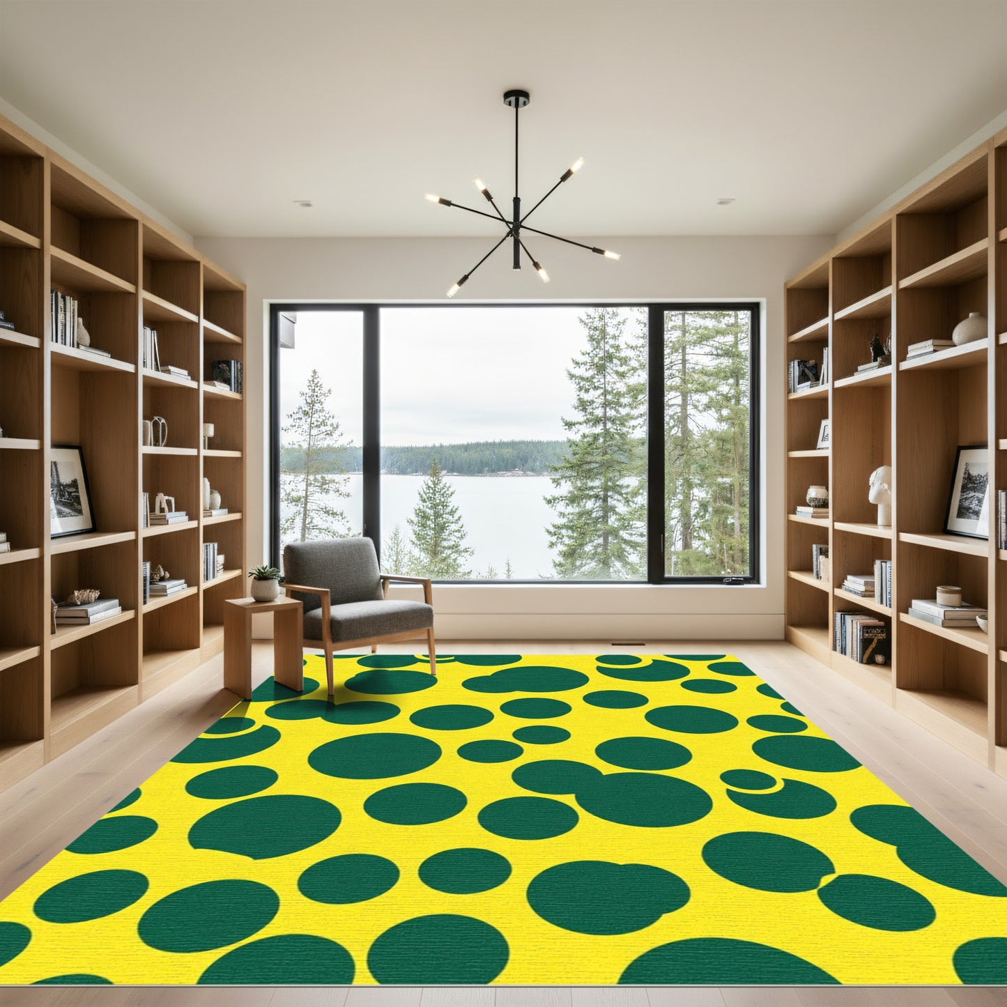 Bold Yellow Green Polka Dot Circles Rug