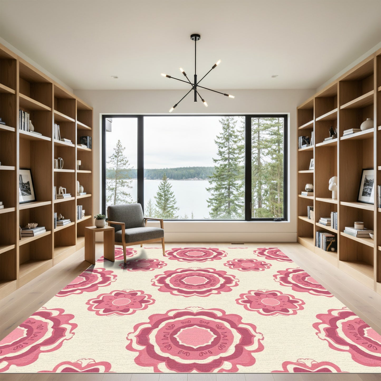 Pink Floral Medallion Repeat Rug