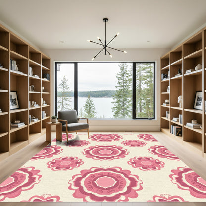 Pink Floral Medallion Repeat Rug