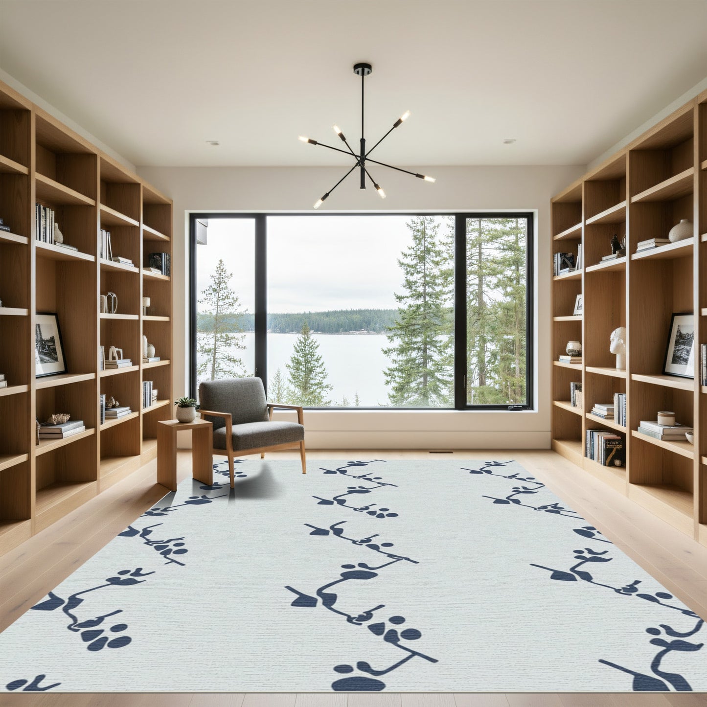 Navy Blue Organic Stem Clusters Rug