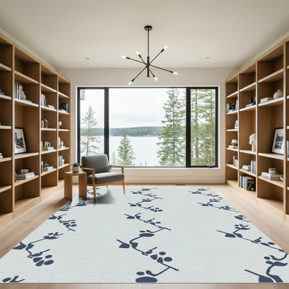 Navy Blue Organic Stem Clusters Rug