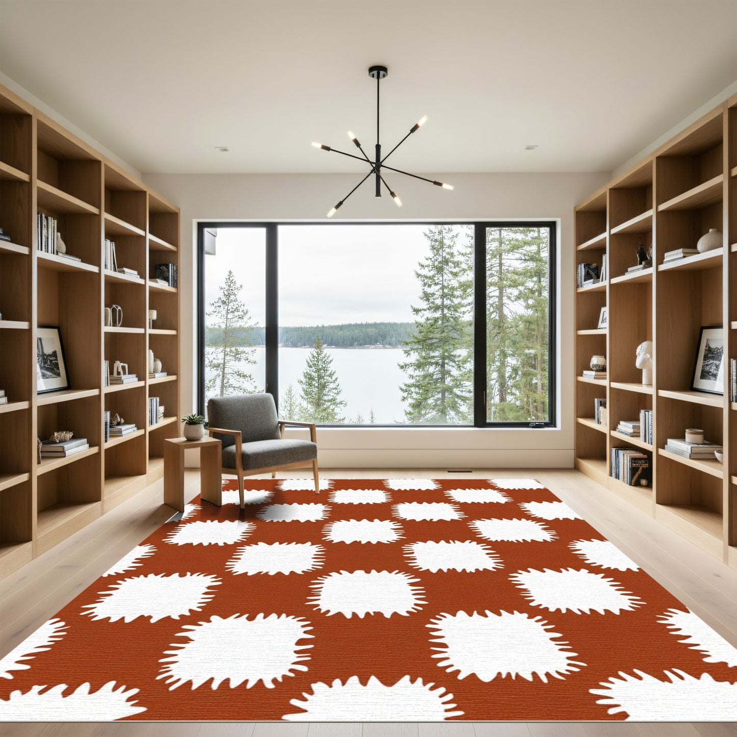 Retro White Checkerboard Squares Rug