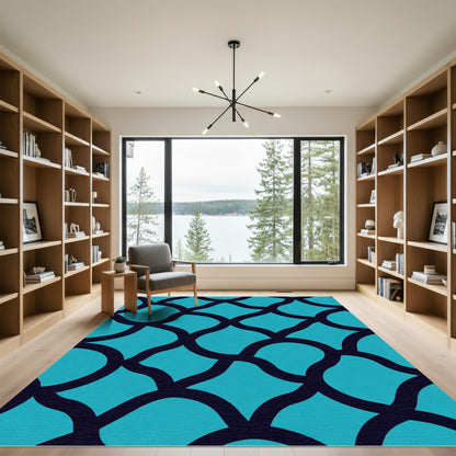Aqua Lattice Contemporary Lattice Rug