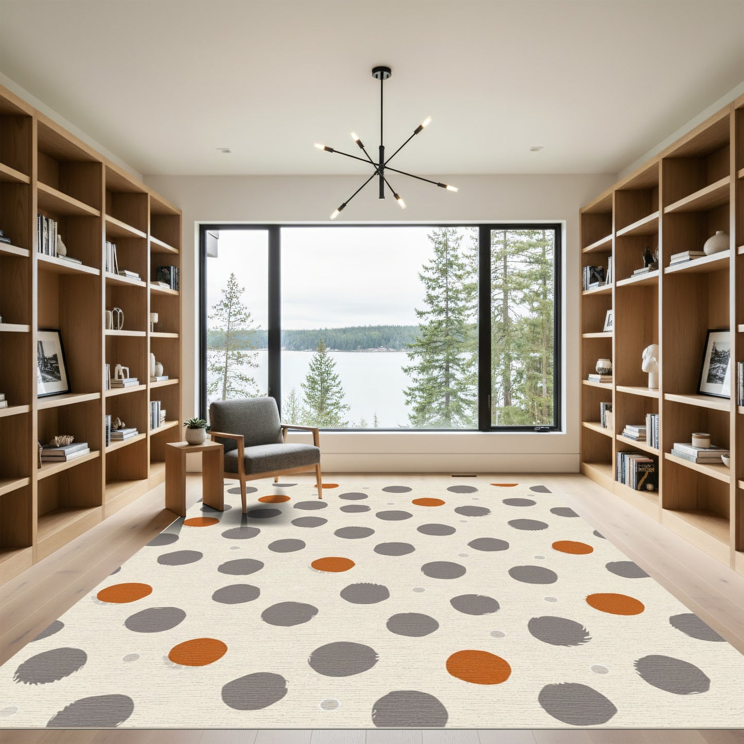 Rustic Orange Gray Polka Dot Scatter Rug