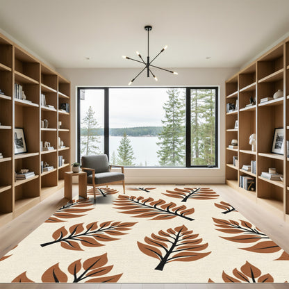 Brown Terra Cotta Leafy Branches Rug