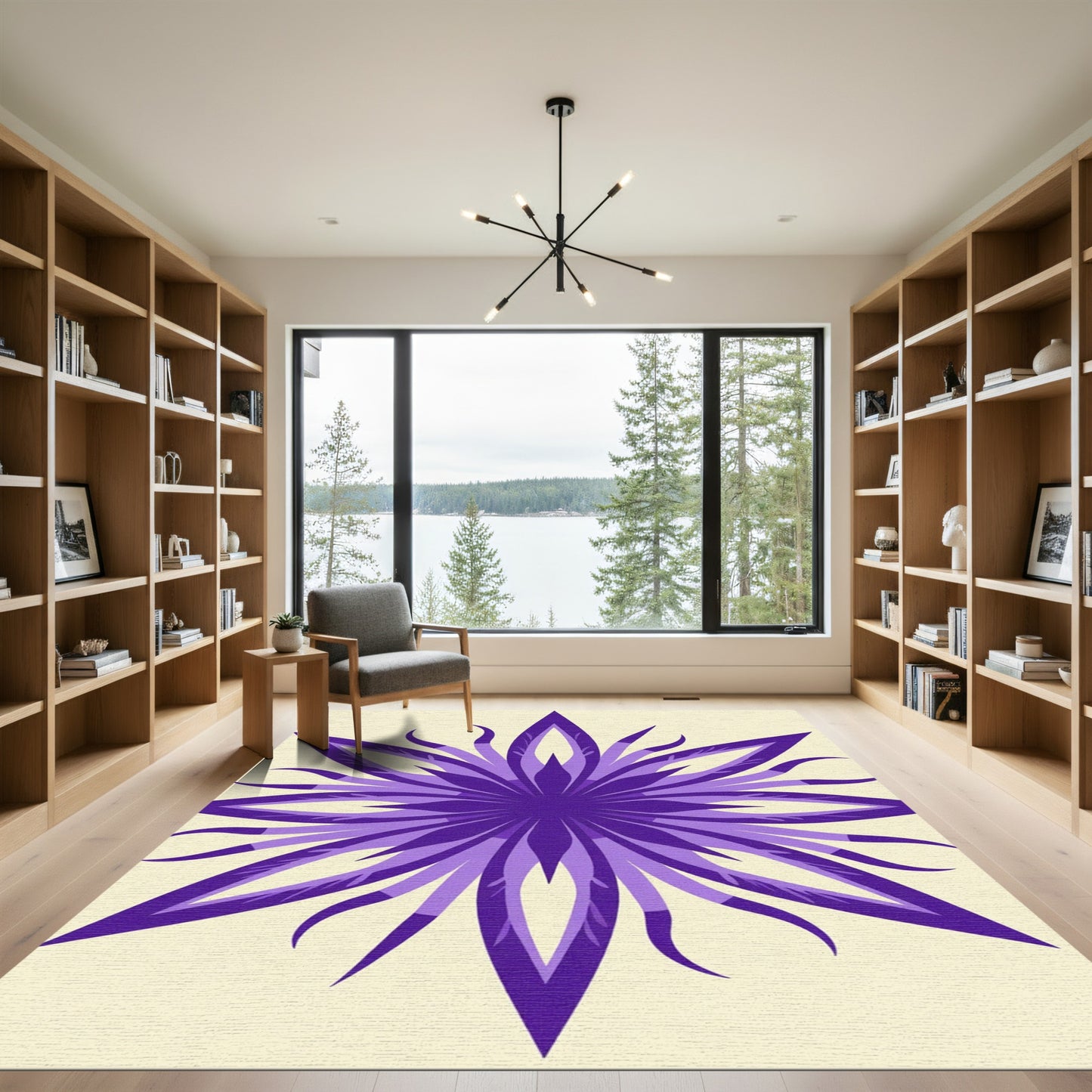 Vibrant Purple Starburst Flower Medallion Rug