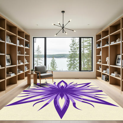 Vibrant Purple Starburst Flower Medallion Rug