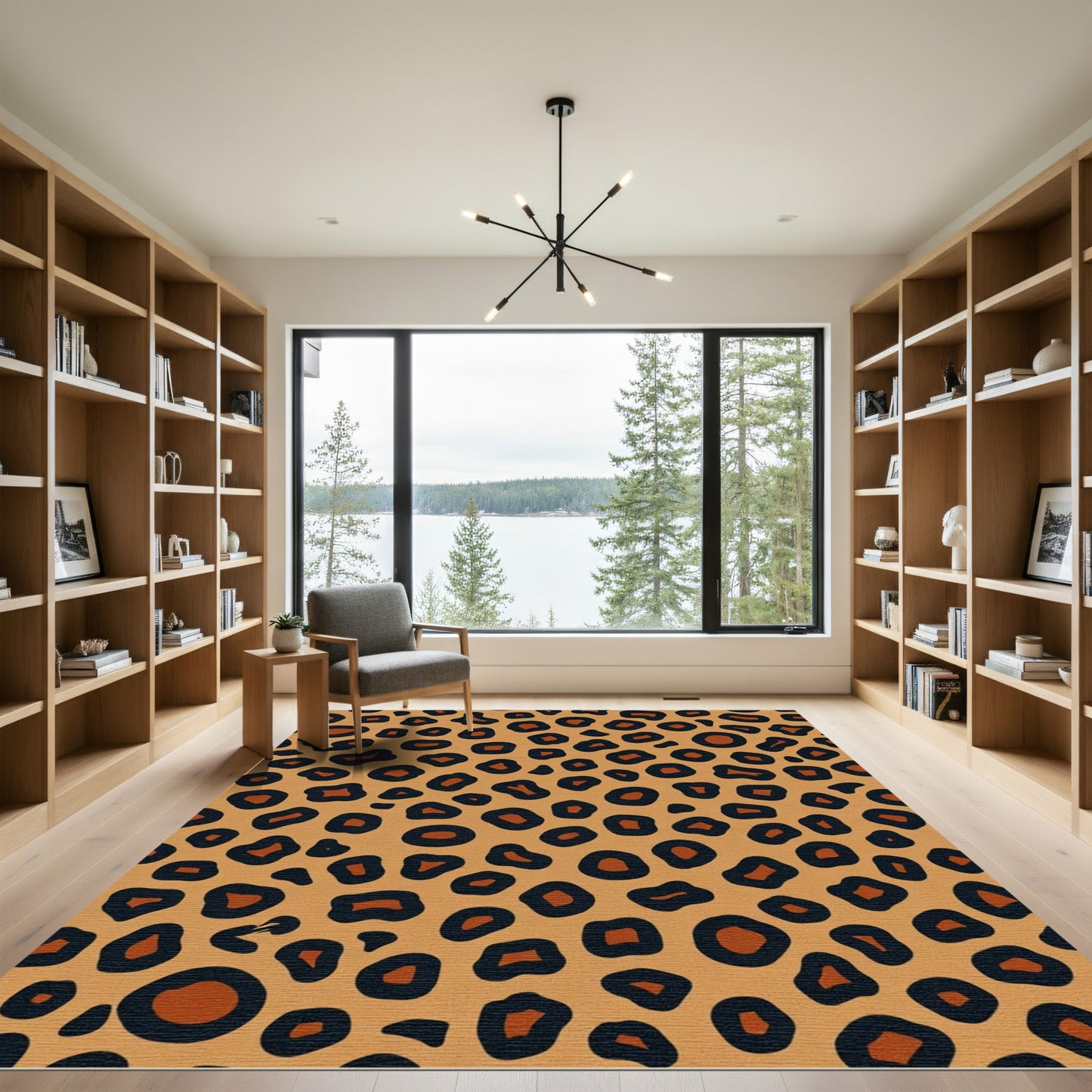Warm Brown Black Spotted Animal Hide Rug