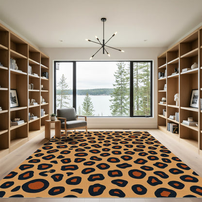 Warm Brown Black Spotted Animal Hide Rug