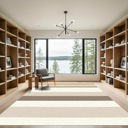 Neutral Tones Wide Striped Rug