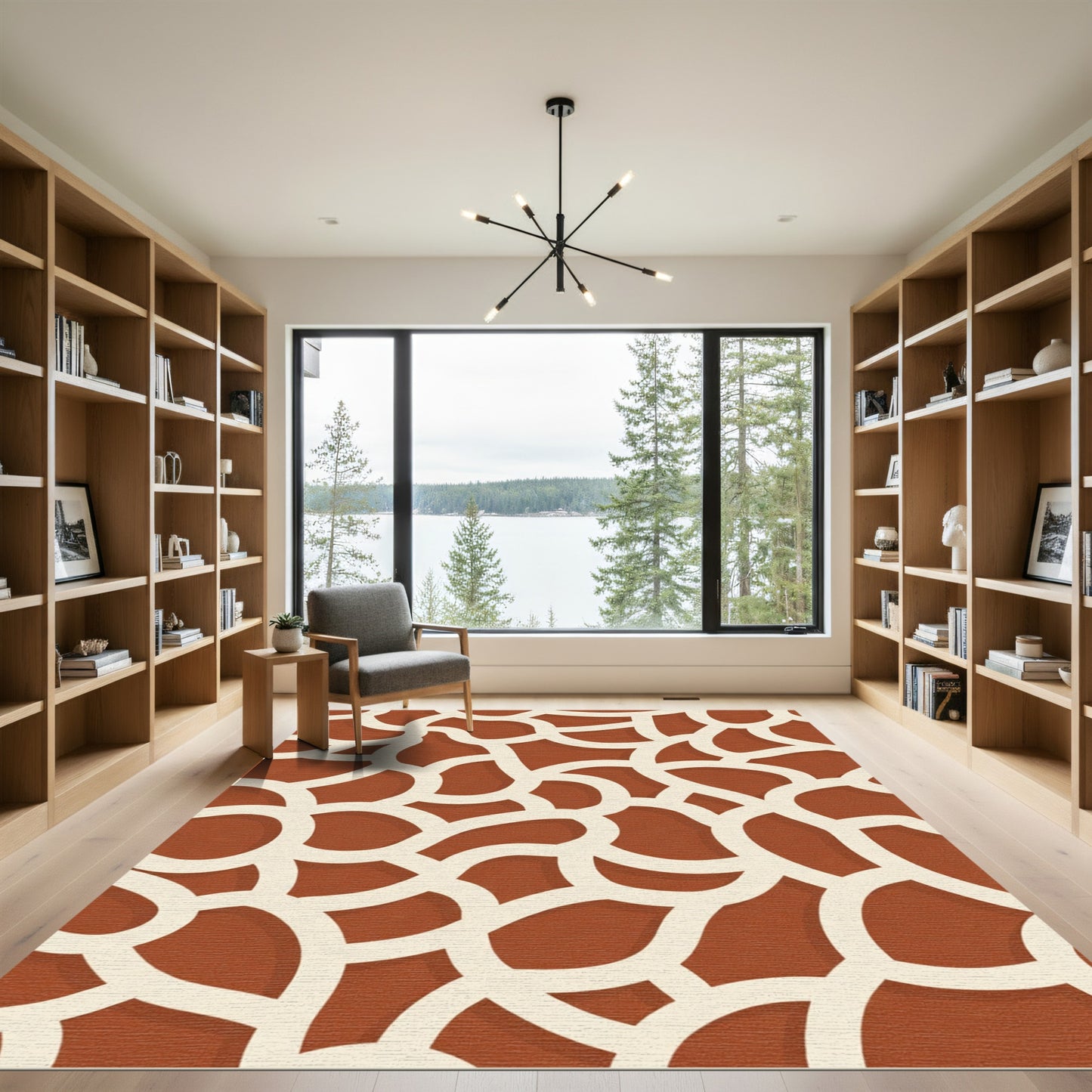 Terracotta Cream Organic Organic Shapes Rug