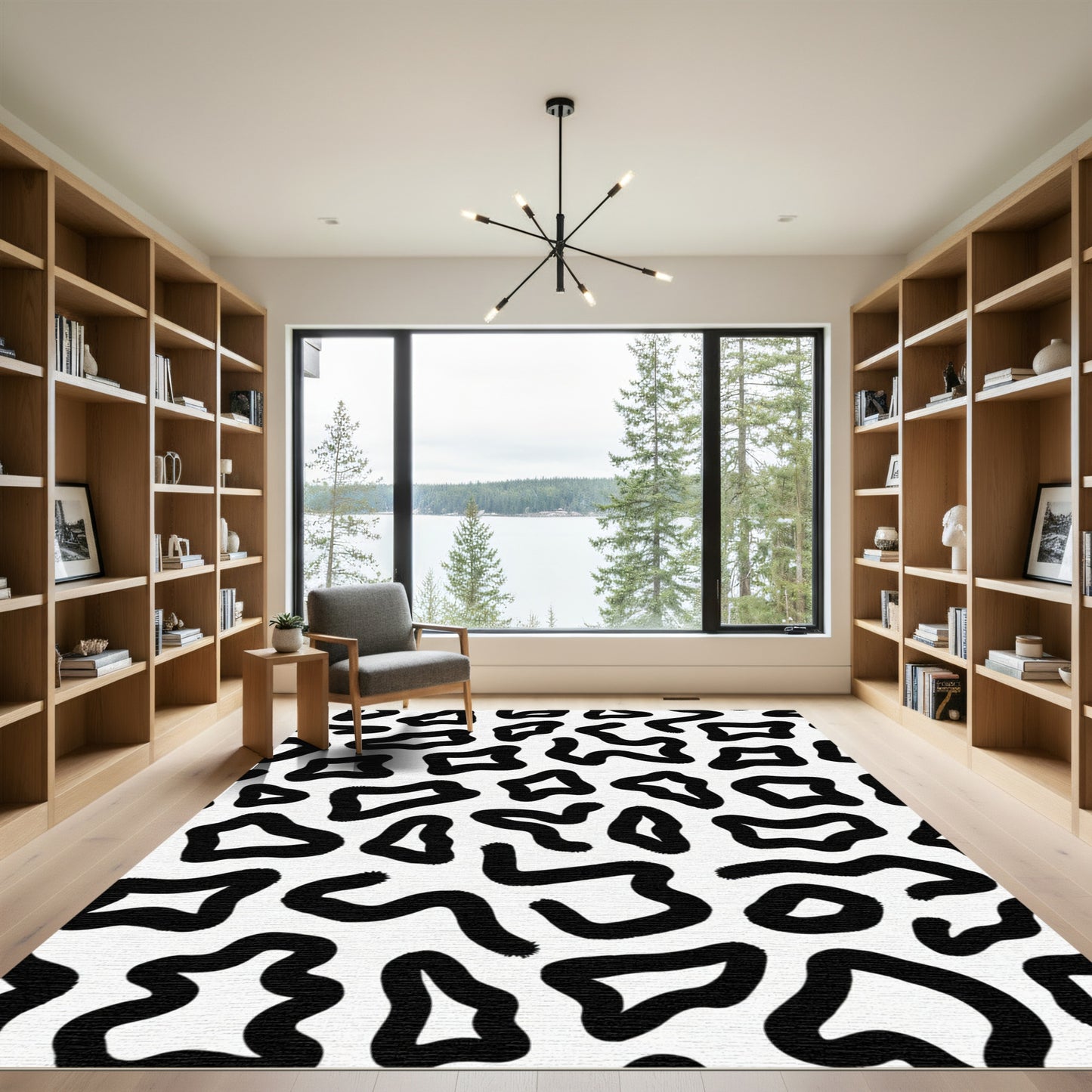 Abstract Black Animal Spot Rug
