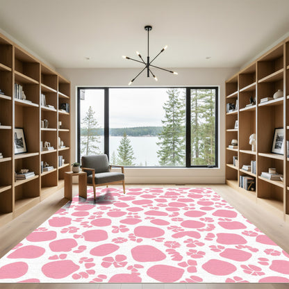 Pink Blobs Flower Arrangement Rug