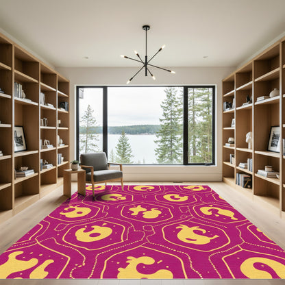 Magenta Yellow Organic Hexagon Flow Rug