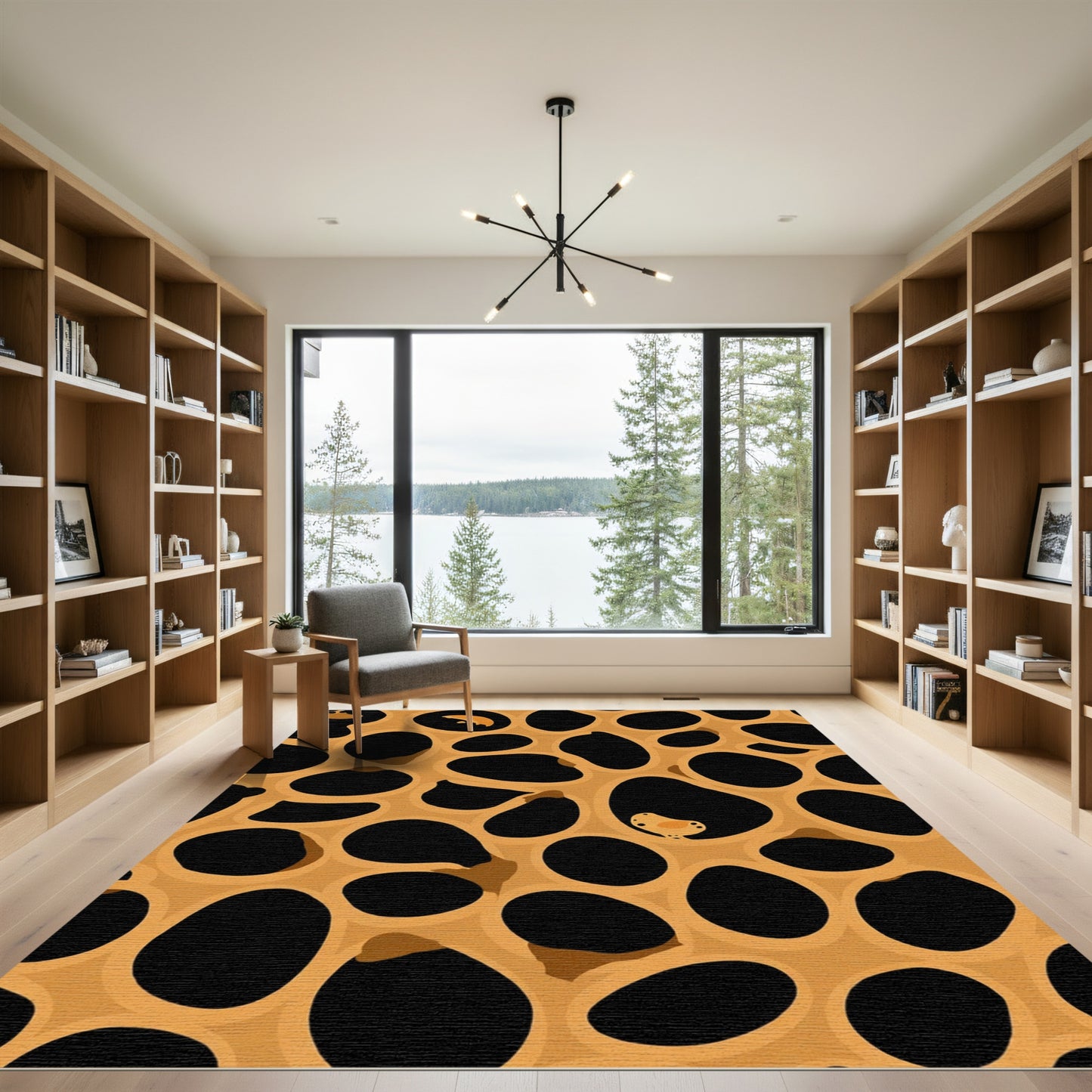 Spotted Orange Abstract Organic Circles Rug
