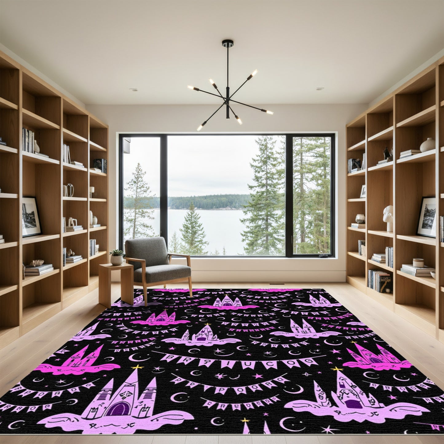 Purple Castle Moon Star Bunting Rug