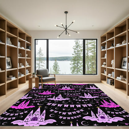 Purple Castle Moon Star Bunting Rug