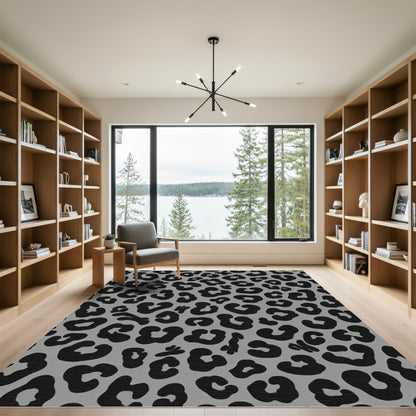 Gray Black Leopard Spot Composed Rug