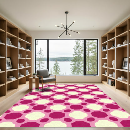 Pink and Cream Geometric Flower Rug