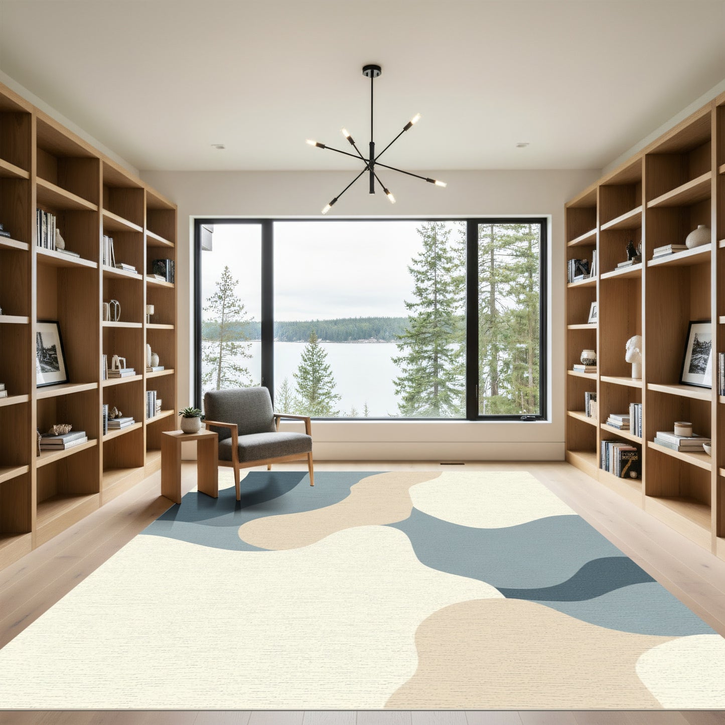 Neutral Abstract Organic Flow Rug
