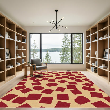 Crimson Squares Scattered Field Rug