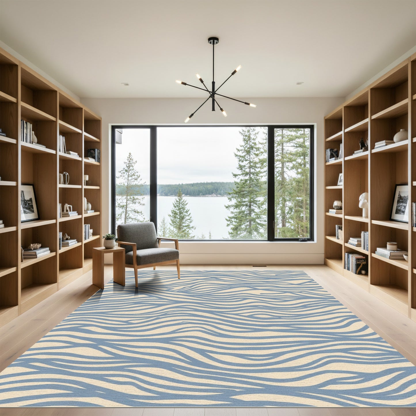 Serene Blue Wave Landscape Rug