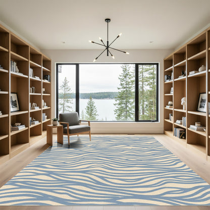 Serene Blue Wave Landscape Rug