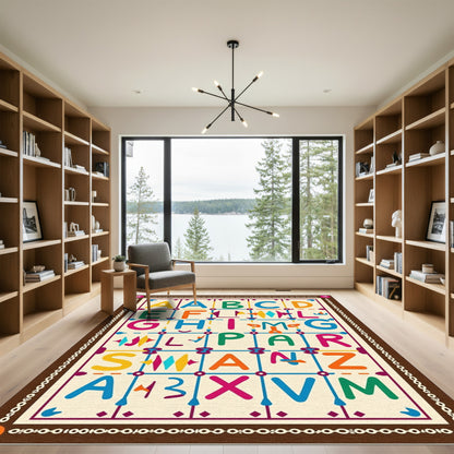 Colorful Alphabet Grid Composition Rug