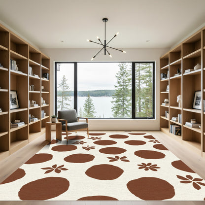 Rich Brown Polka Dot Starburst Field Rug