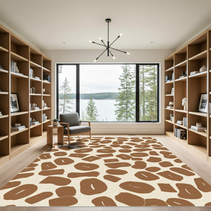 Brown Beige Abstract Spotted Composition Rug