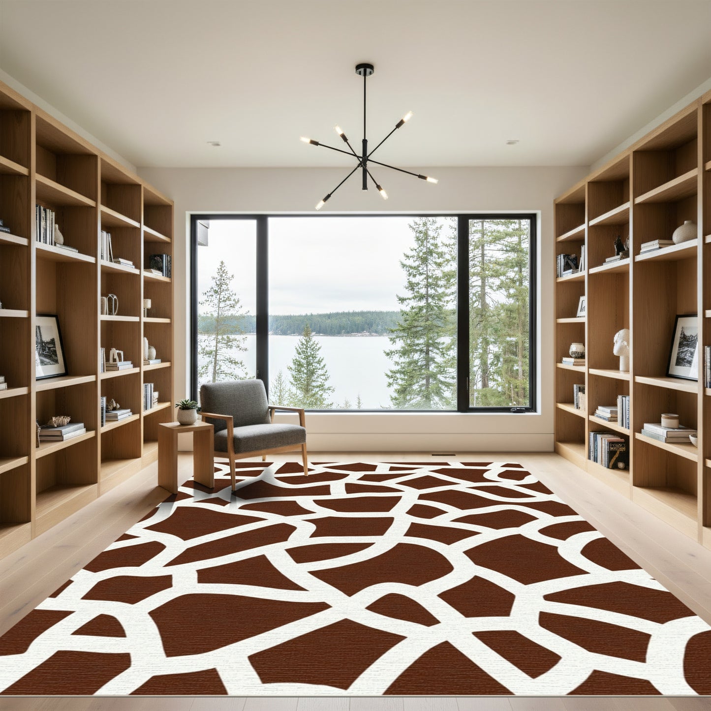 Brown White Giraffe Spots Rug