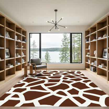 Brown White Giraffe Spots Rug
