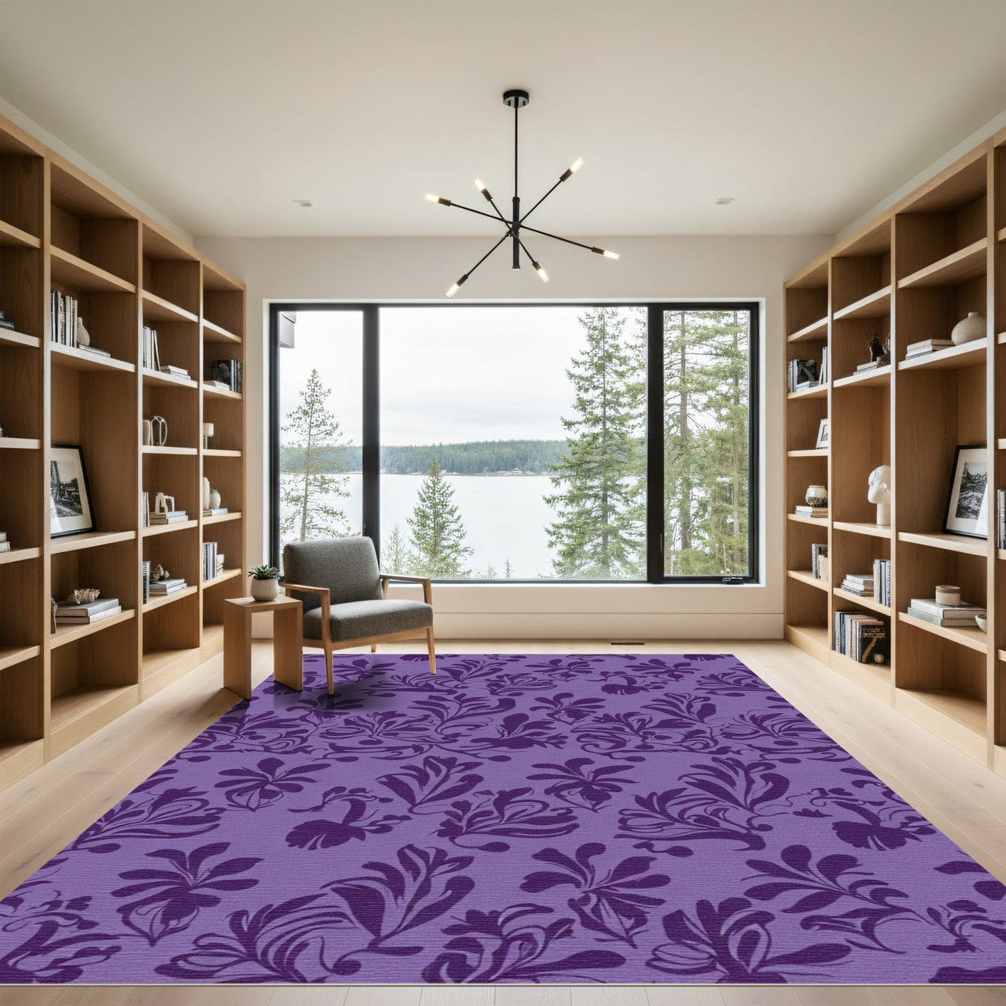 Amethyst Floral Silhouette Swirls Rug