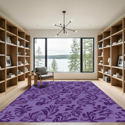 Amethyst Floral Silhouette Swirls Rug