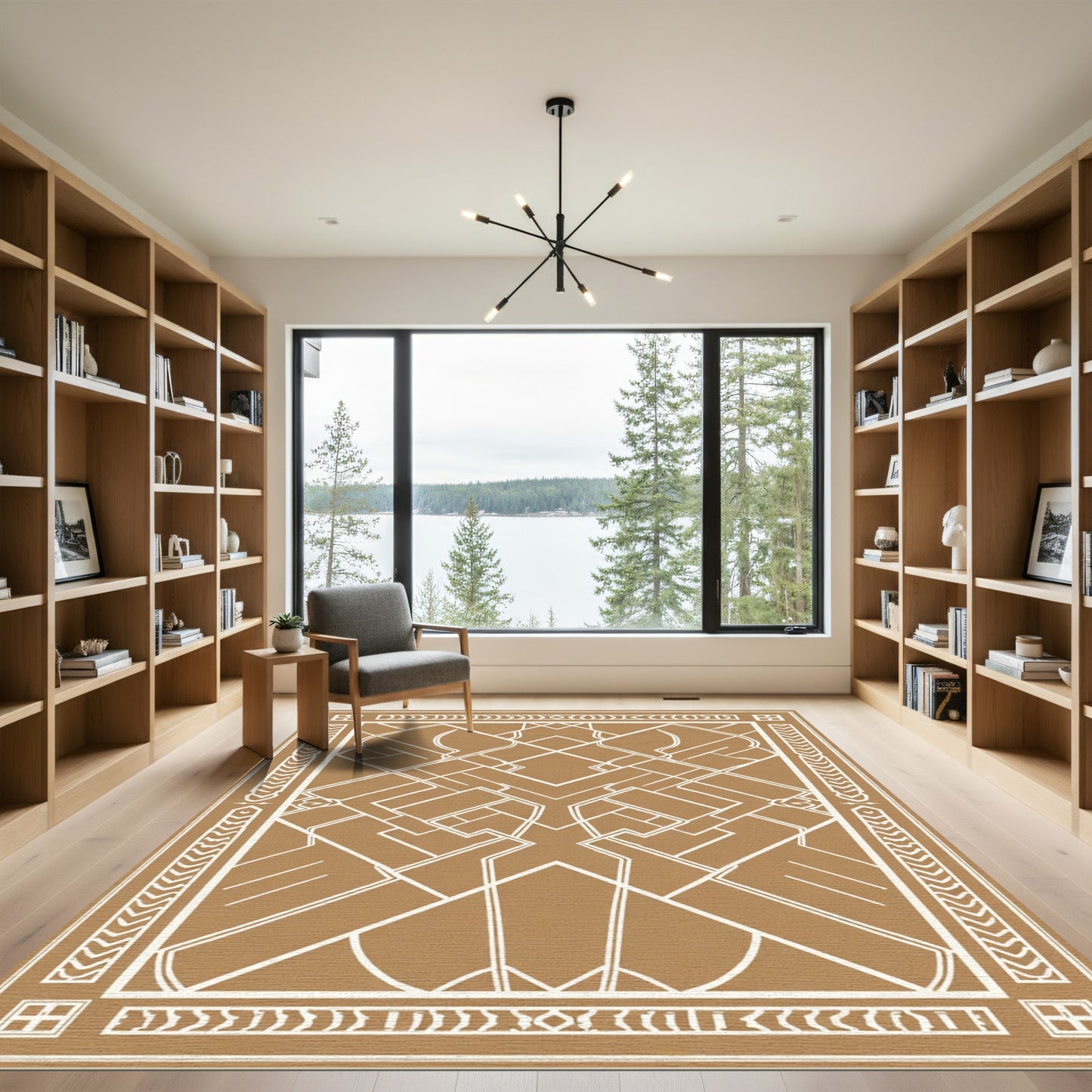 Modern Geometric Abstract Linen Rug