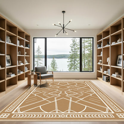 Modern Geometric Abstract Linen Rug