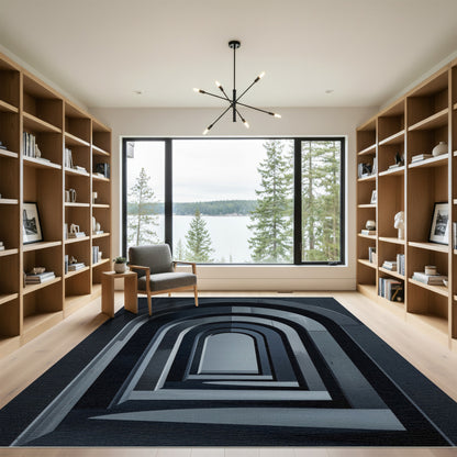 Monochromatic Arch Corridor Geometric Rug