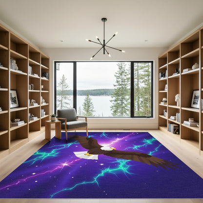 Majestic Eagle Amidst Cosmic Lightning Rug