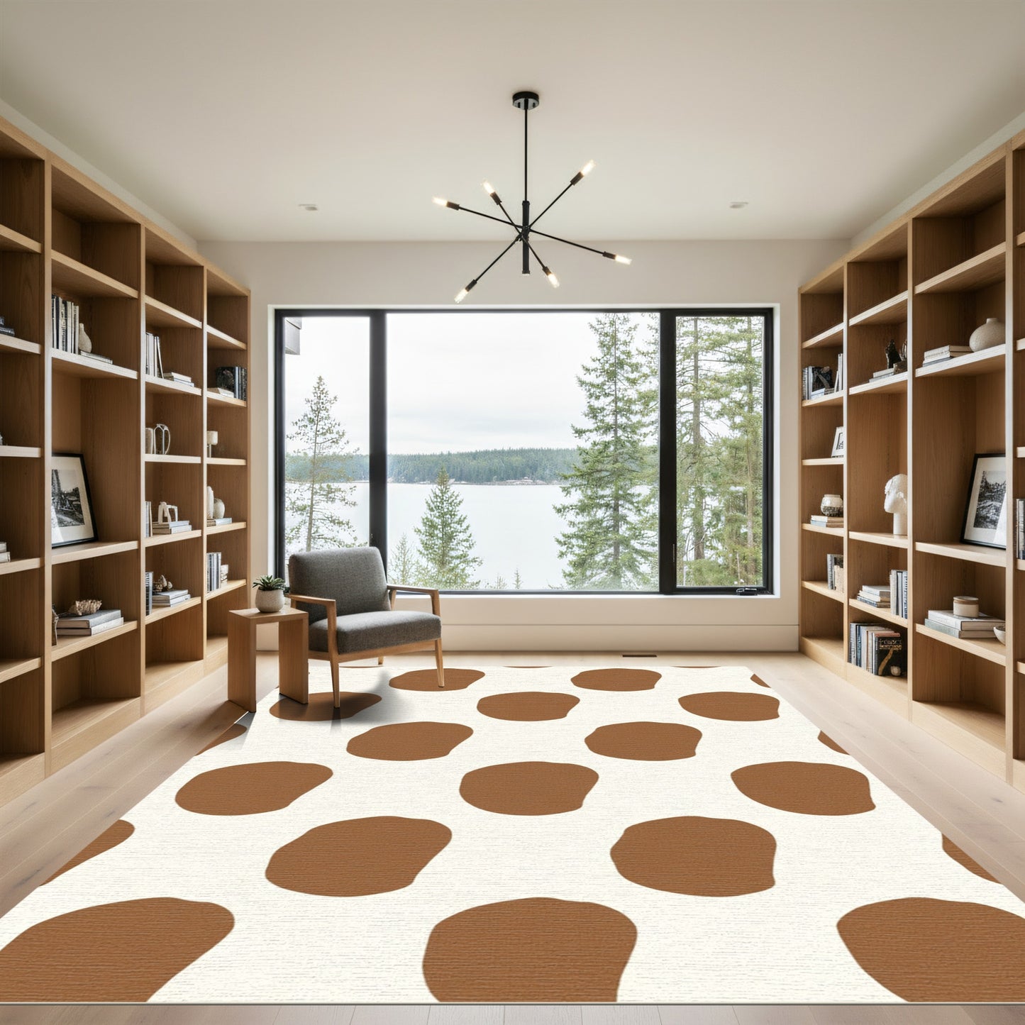 Cream Brown Organic Blobs Rug