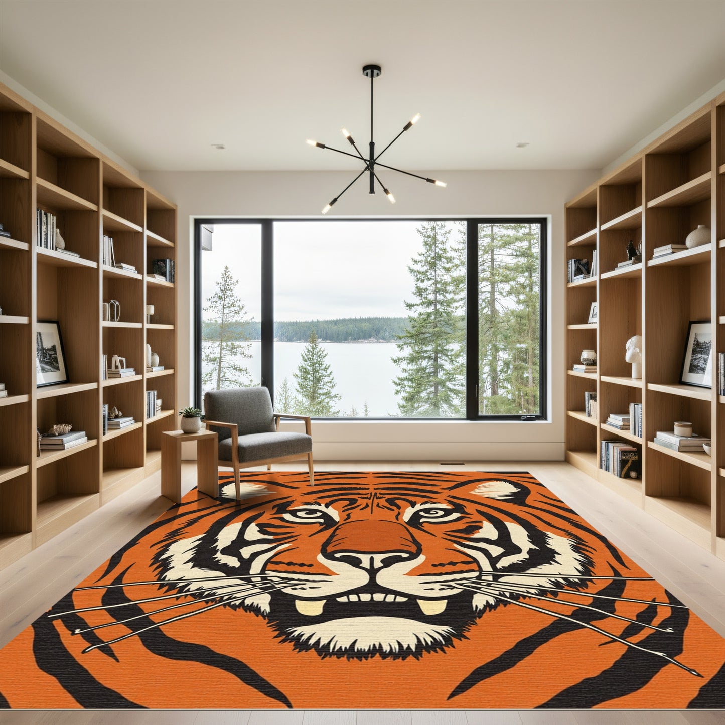 Bold Orange Tiger Face Rug