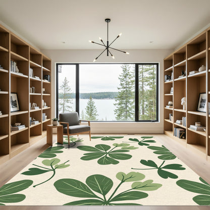 Botanical Green Leaf Cluster Rug