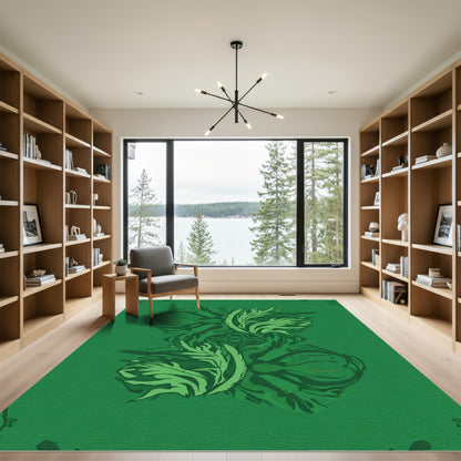 Artistic Lush Green Foliage Medallion Rug