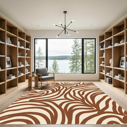 Brown Abstract Swirl Zebra Rug